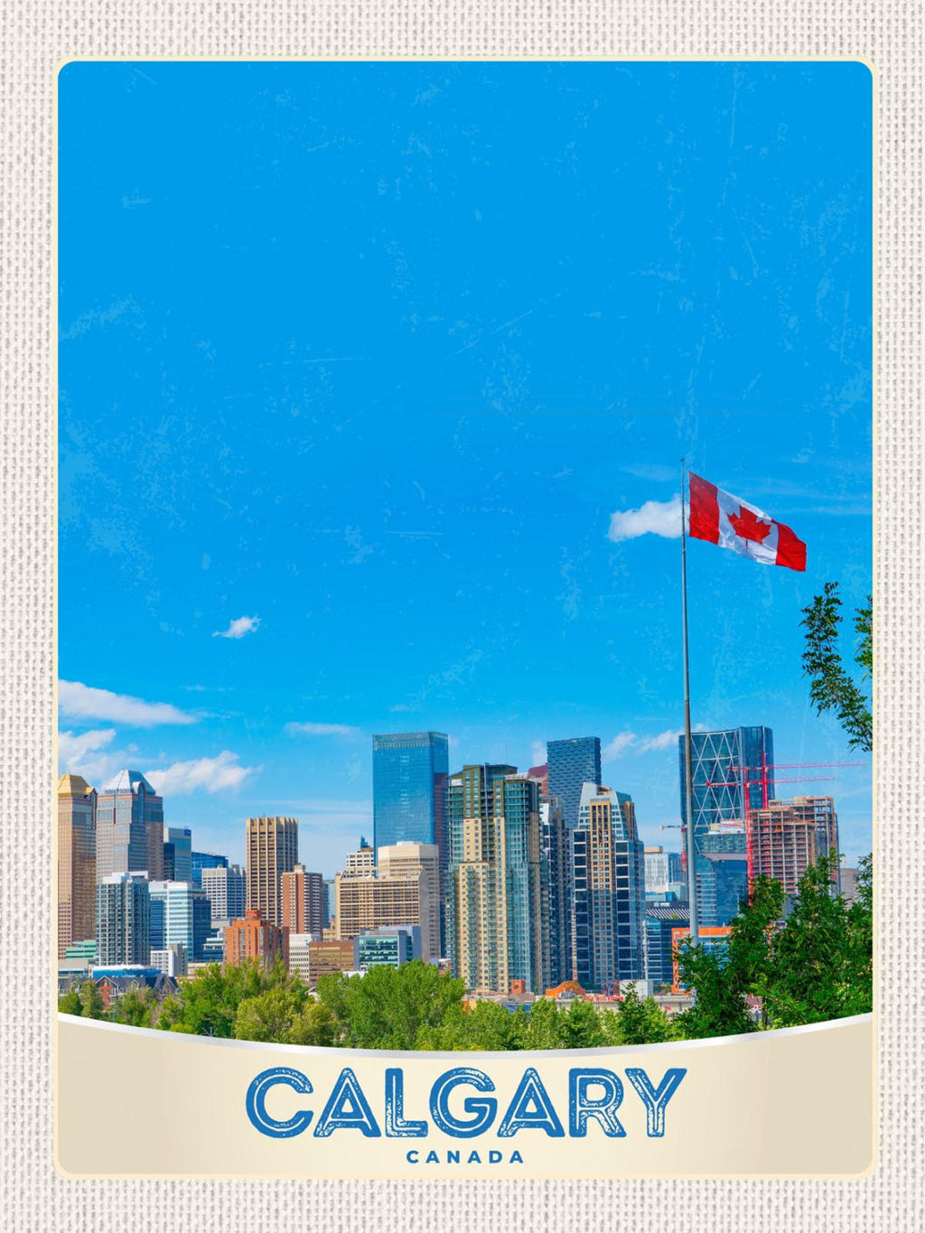 Schild Calgary Canada Alberta Stadt Ansicht Flagge 12x18 20x30 30x40 Blech/Holz