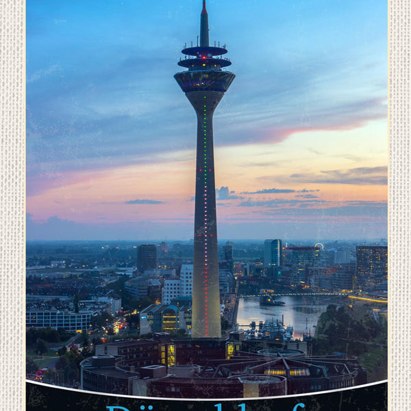 Schild Düsseldorf Germany Rheinturm Stadt Nacht D 12x18 20x30 30x40 Blech/Holz
