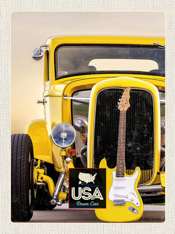 Schild USA Dream Cars Auto Hot Rod Gitarre Amerika 12x18 20x30 30x40 Blech/Holz