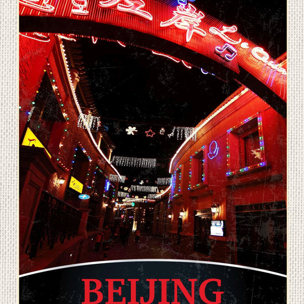 Schild Beijing China Peking Nacht Markt Geschäfte 12x18 20x30 30x40 Blech/Holz
