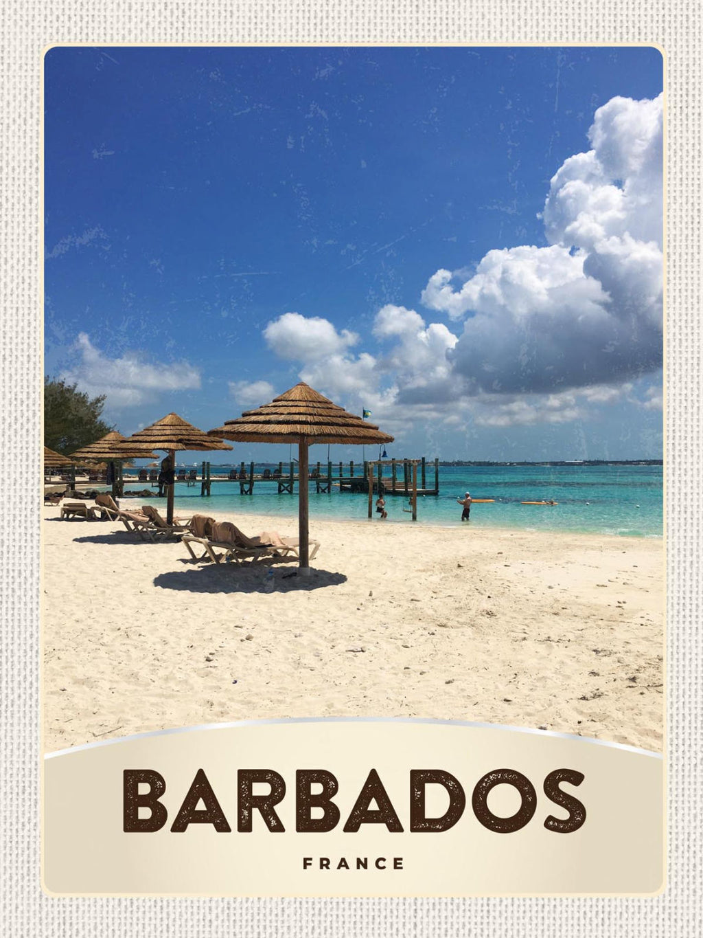 Schild Barbados "France" Strand Meer Insel 12x18 20x30 30x40 Blech/Holz
