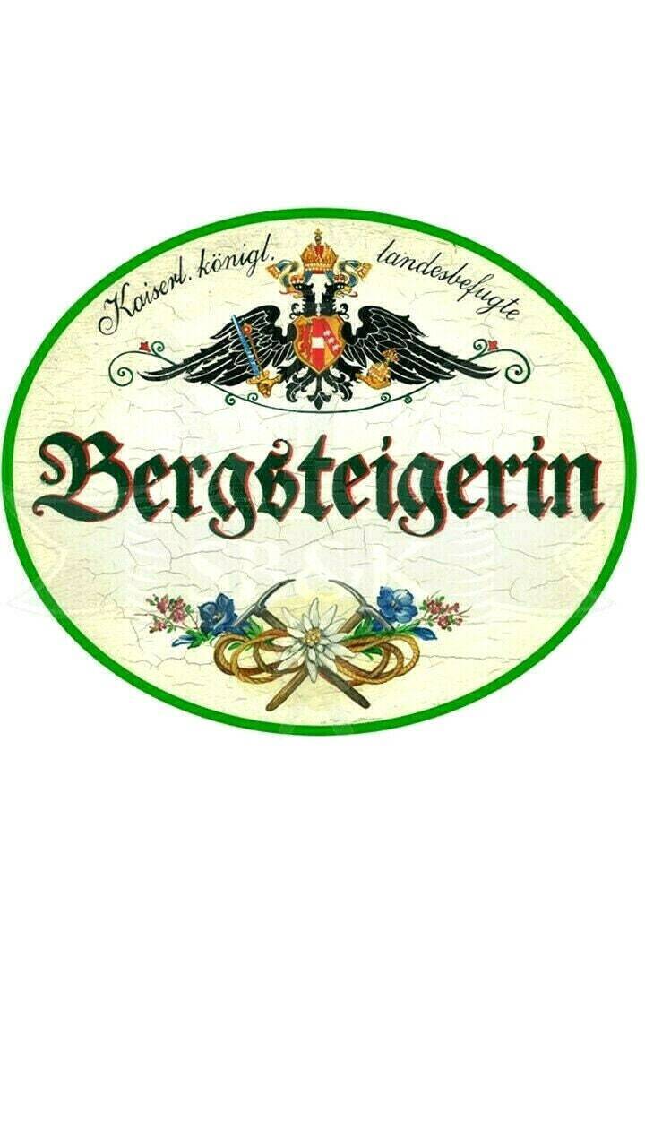 Kuk nostalgie holzschild "bergsteigerin"