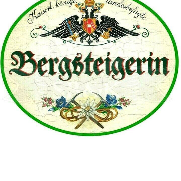 Kuk nostalgie holzschild "bergsteigerin"