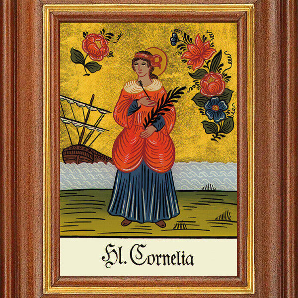 Hinterglasbild - Heilige Cornelia - Patronatsbild Taufe Namenspatron 12,7x16