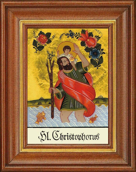 Hinterglasbild - hl. christophorus - patronatsbild taufe namenspatron 12,7x16