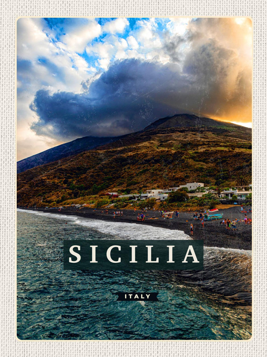 Schild Sicilia Italy Sizilien Italien Stromboli 12x18 20x30 30x40 Blech/Holz