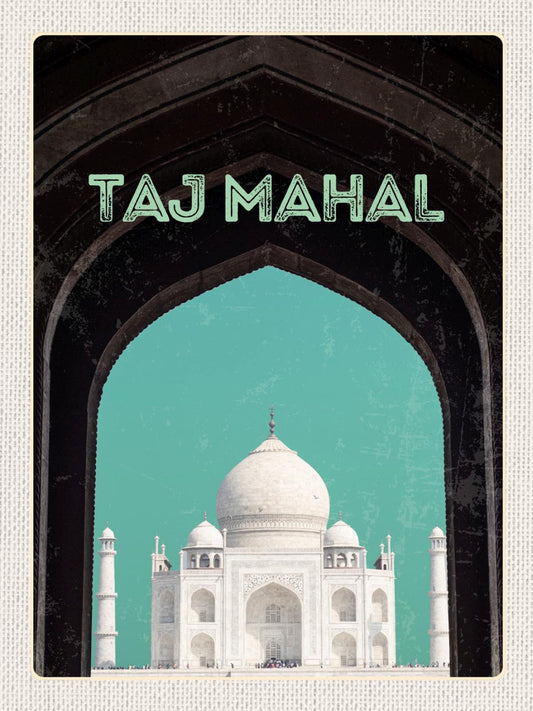 Schild Taj Mahal Mausoleum Sehenswürdigkeit Indien 12x18 20x30 30x40 Blech/Holz