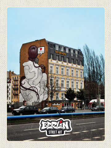 Schild Berlin Street Art Graffiti East Side Hotel D 12x18 20x30 30x40 Blech/Holz