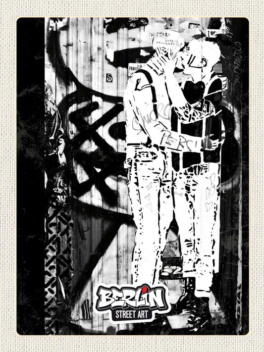Schild Berlin Street Art Graffiti Paar Kuss D 12x18 20x30 30x40 Blech/Holz