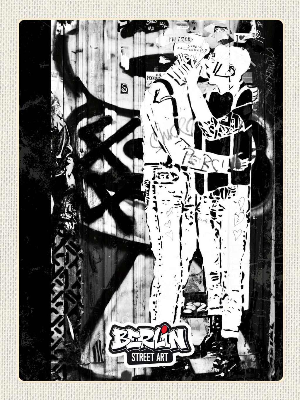 Schild Berlin Street Art Graffiti Paar Kuss D 12x18 20x30 30x40 Blech/Holz
