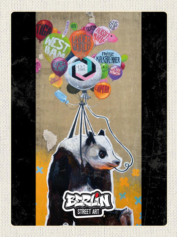 Schild Berlin Street Art Graffiti Panda Ballons D 12x18 20x30 30x40 Blech/Holz