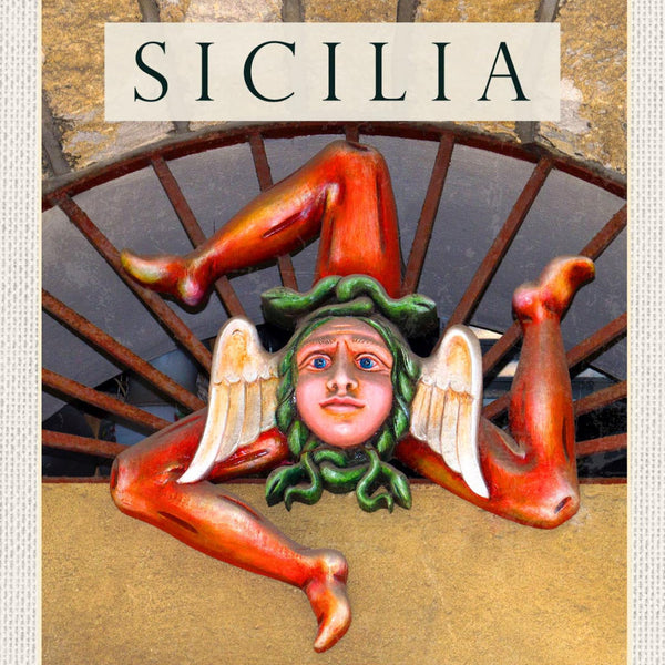 Schild Sicilia Italy Sizilien ITA Trinacria Symbol 12x18 20x30 30x40 Blech/Holz