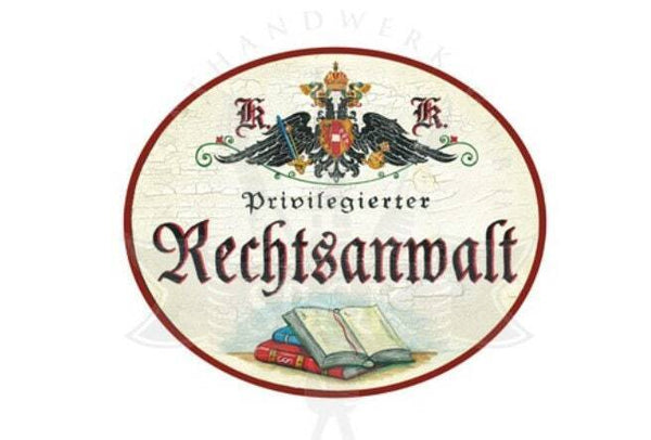 Kuk nostalgie holzschild privilegierter rechtsanwalt