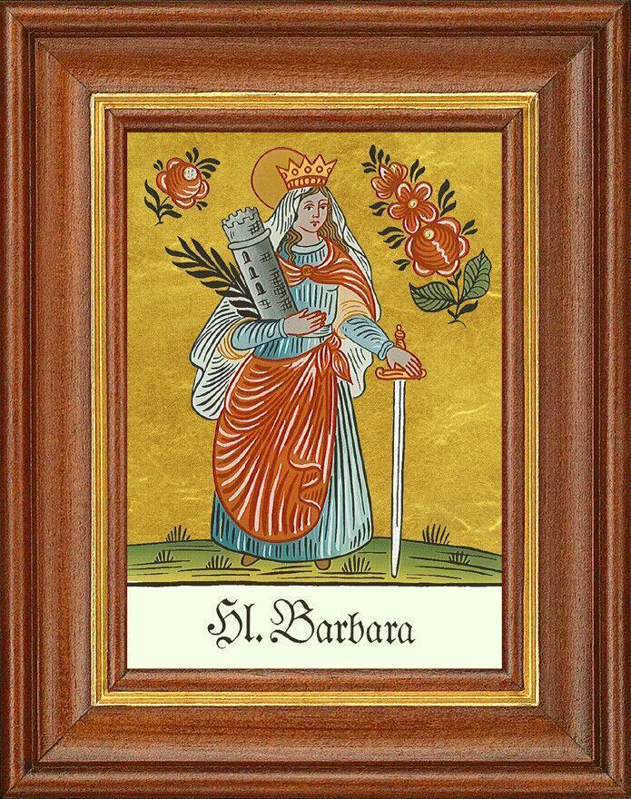 Hinterglasbild - hl. barbara turm - patronatsbild taufe namenspatron 12,7x16 th