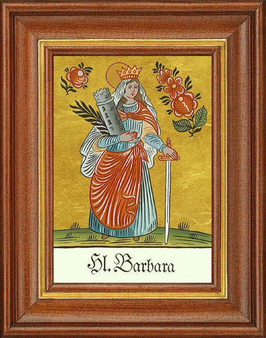 Hinterglasbild - hl. barbara turm - patronatsbild taufe namenspatron 12,7x16 th