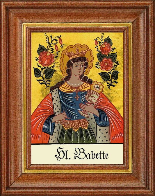 Hinterglasbild - heilige babette - patronatsbild taufe namenspatron 12,7x16 th