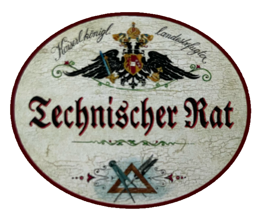 KuK Nostalgie Holzschild Landesbefugter Technischer Rat Auszeichnung Schild