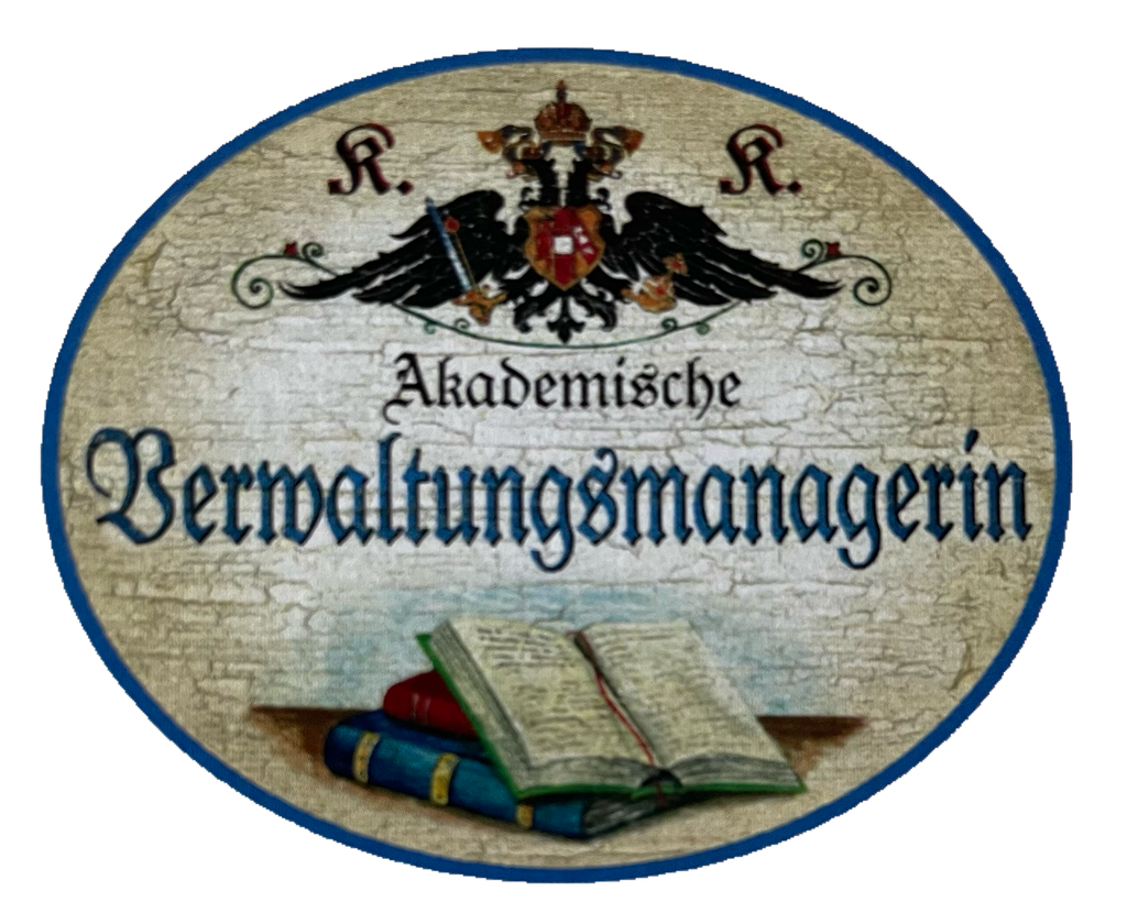 KuK Nostalgie Holzschild Akademische Verwaltungsmanagerin Verwalterin Schild