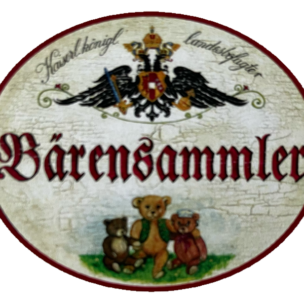 KuK Nostalgie Holzschild Landesbefugter Bärensammler Teddy Bär Stofftier Schild