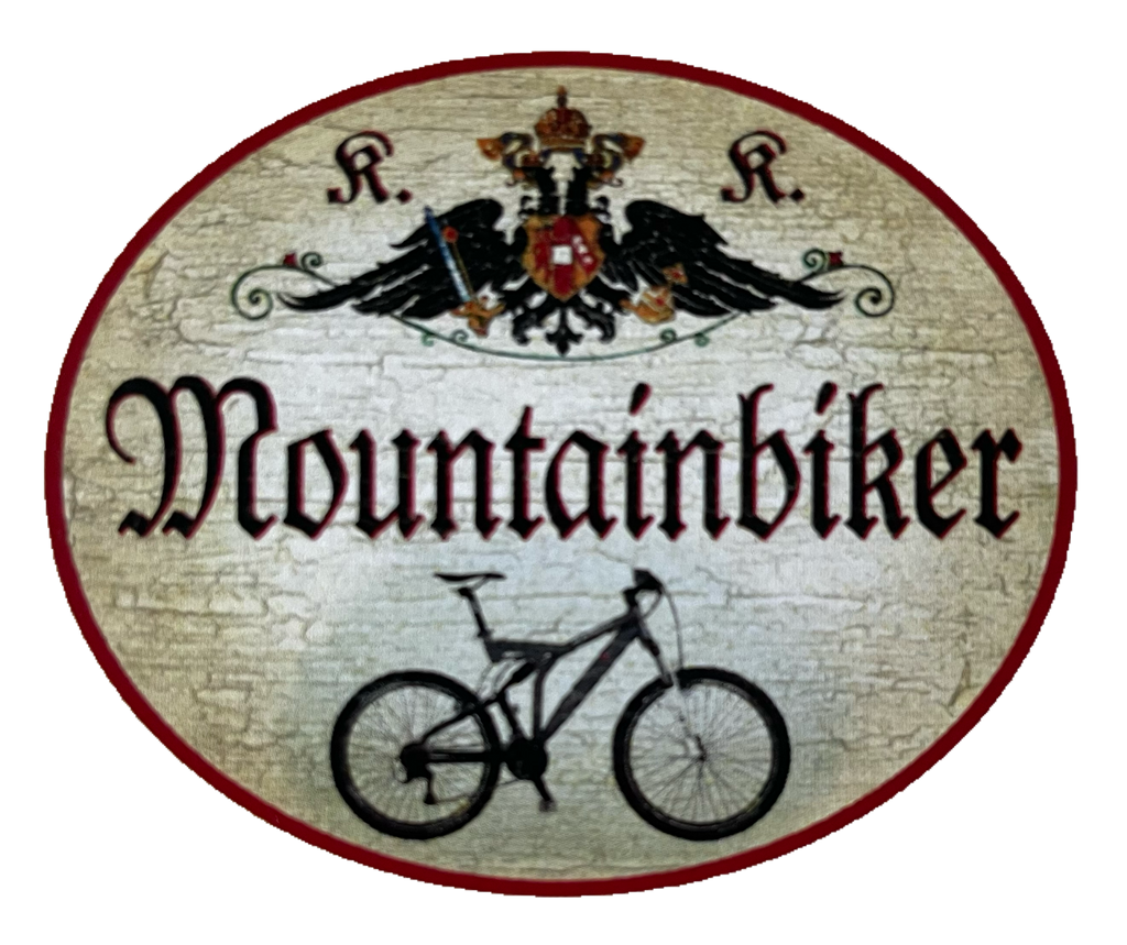 KuK Nostalgie Holzschild Mountainbiker Mountainbike Fahrrad Radfahrern Schild