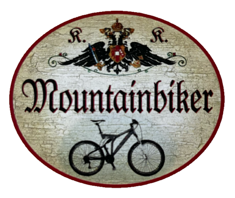 KuK Nostalgie Holzschild Mountainbiker Mountainbike Fahrrad Radfahrern Schild