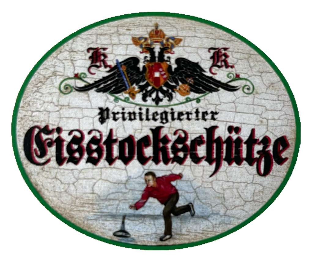 KuK Nostalgie Holzschild Privilegierter Eisstockschütze Eisstockschießen Schild