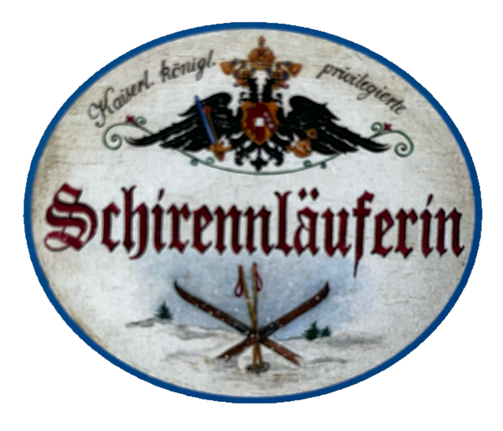 KuK Nostalgie Holzschild Privilegierte Schirennläuferin Schi Winter Sport Schild