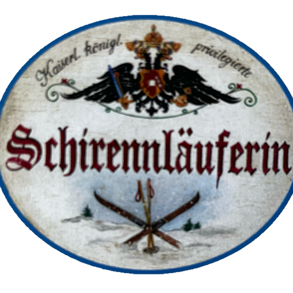 KuK Nostalgie Holzschild Privilegierte Schirennläuferin Schi Winter Sport Schild
