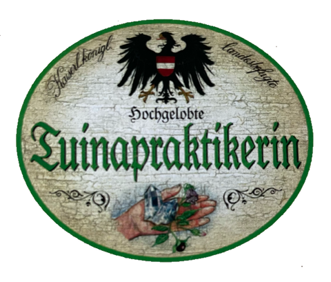 KuK Nostalgie Holzschild Hochgelobte Tuinapraktikerin Heilmassage Schild