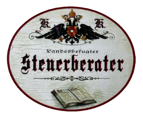KuK Nostalgie Holzschild Landesbefugter Steuerberater Finanzverwalter Schild