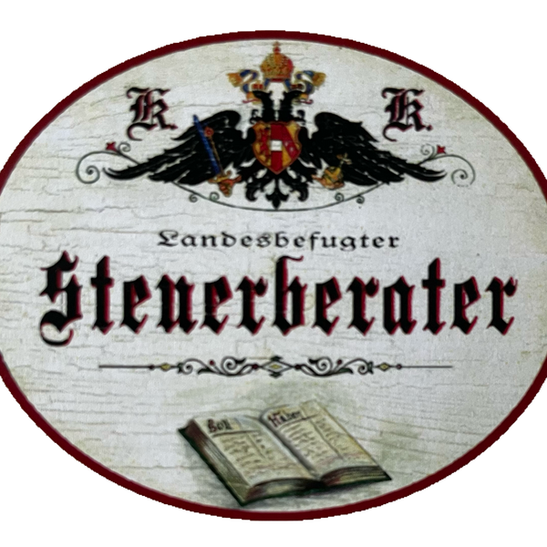 KuK Nostalgie Holzschild Landesbefugter Steuerberater Finanzverwalter Schild