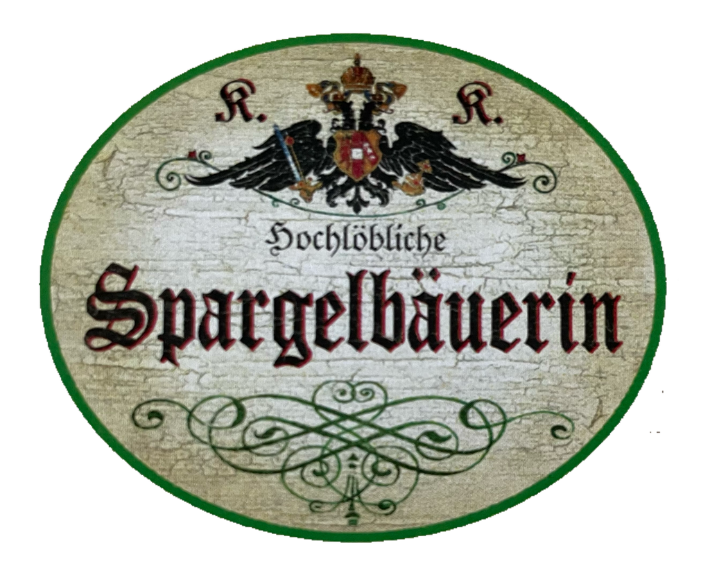 KuK Nostalgie Holzschild Hochlöbliche Spargel Bäuerin Gemüse Anbau Schild