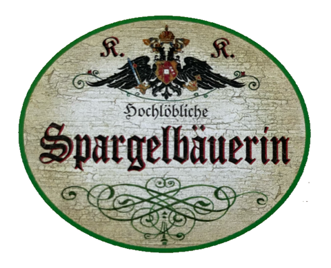 KuK Nostalgie Holzschild Hochlöbliche Spargel Bäuerin Gemüse Anbau Schild