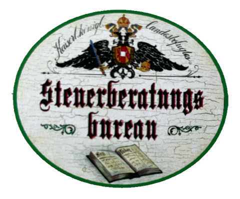 KuK Nostalgie Holzschild Landesbefugtes Steuerberatungs-Bureau Büro Schild