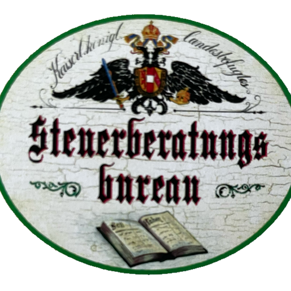 KuK Nostalgie Holzschild Landesbefugtes Steuerberatungs-Bureau Büro Schild
