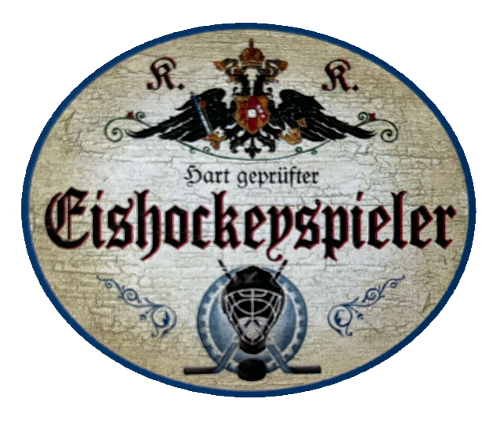 KuK Nostalgie Holzschild Hart Geprüfter Eishockey Spieler Sport Team Schild