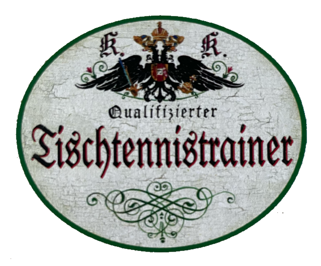 KuK Nostalgie Holzschild Qualifizierter Tischtennistrainer Tischtennis Schild