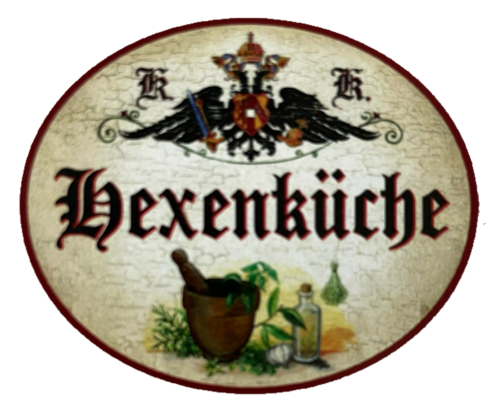 KuK Nostalgie Holzschild Hexenküche Hexe Küche Kräuter Frau Schild