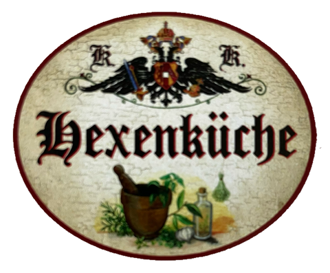 KuK Nostalgie Holzschild Hexenküche Hexe Küche Kräuter Frau Schild