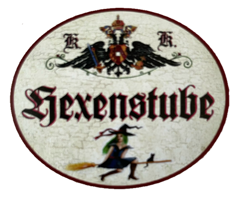 KuK Nostalgie Holzschild Hexenstube Hexe Zimmer Besen Katze Frau Schild