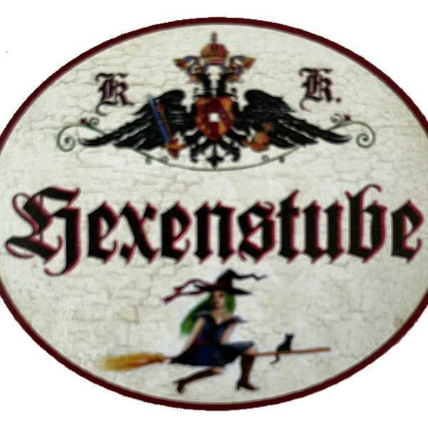 KuK Nostalgie Holzschild Hexenstube Hexe Zimmer Besen Katze Frau Schild