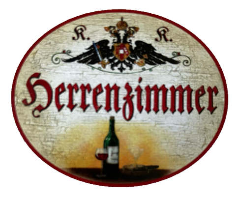 KuK Nostalgie Holzschild Herrenzimmer Hausherr Gäste Man Cave Rückzugsort Schild