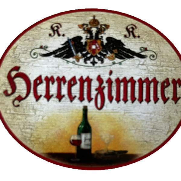 KuK Nostalgie Holzschild Herrenzimmer Hausherr Gäste Man Cave Rückzugsort Schild