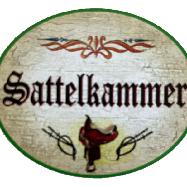 Nostalgie Holzschild Sattelkammer Pferde Sattel Reiten Reiter Pferd Schild