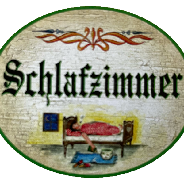 Nostalgie Holzschild Schlafzimmer Schlafen Bett Schild