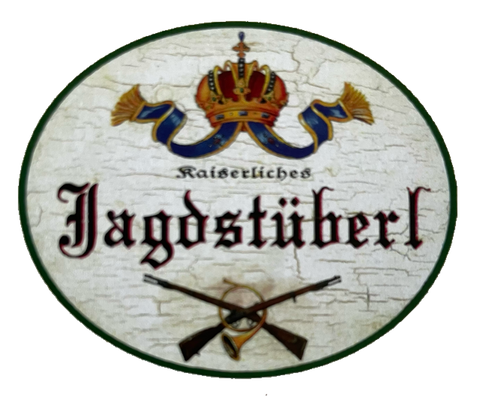 Nostalgie Holzschild Hochlöbliches Jagdstüberl Stube Jagen Jäger Jagd KuK Schild