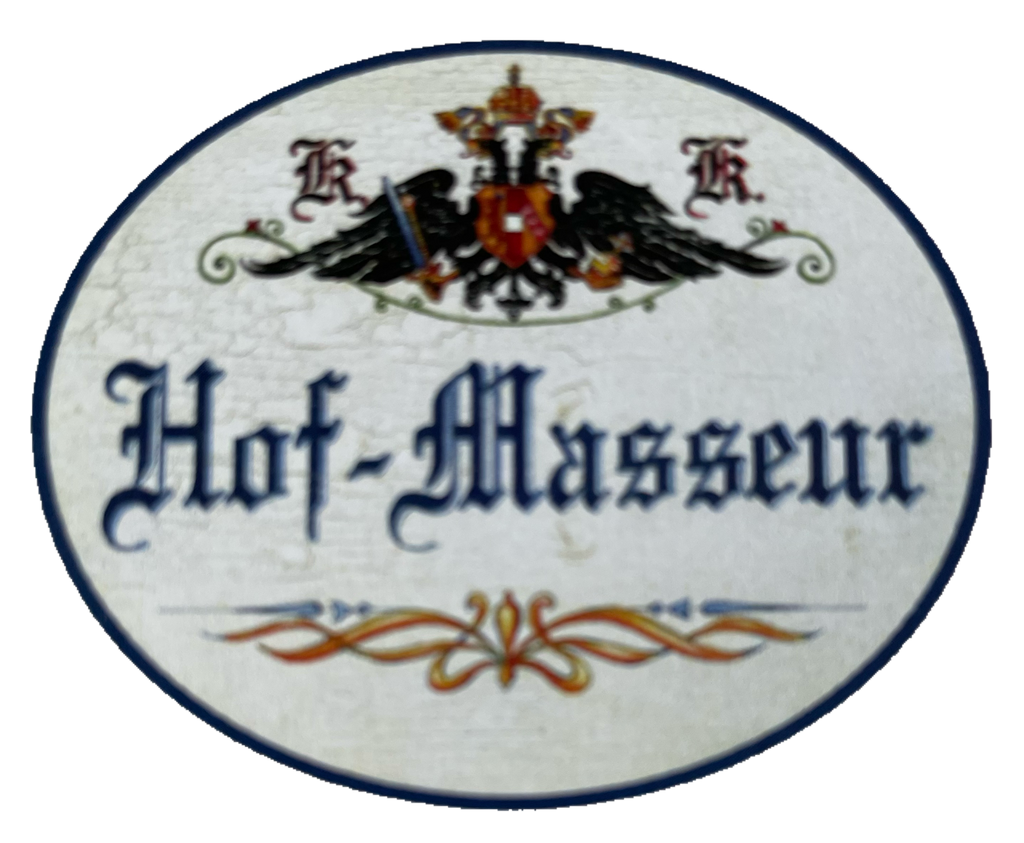 KuK Nostalgie Holzschild Hof-Masseur Massieren Massage Masseur Schild