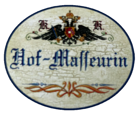 KuK Nostalgie Holzschild Hof-Masseurin Massieren Massage Masseurin Schild