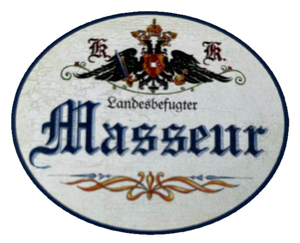 KuK Nostalgie Holzschild Landesbefugter Masseur Massage Massieren Schild
