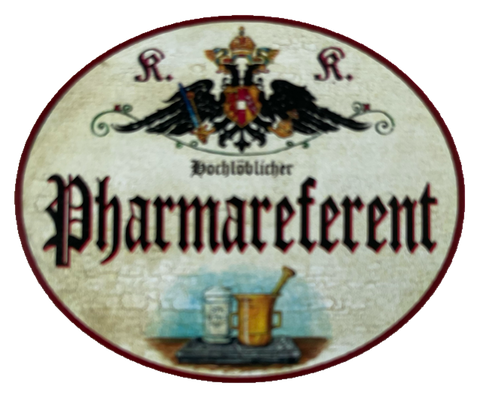 KuK Nostalgie Holzschild Hochlǒblicher Pharmareferent Pharmafirma Schild